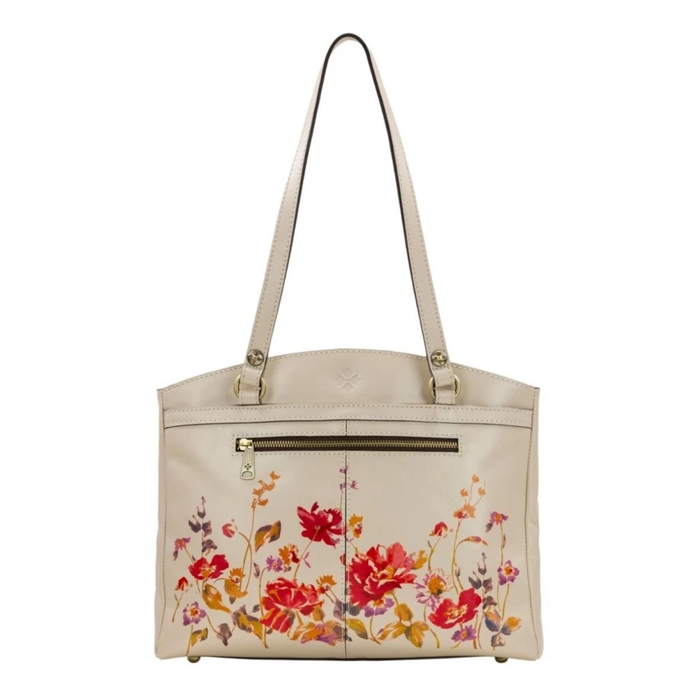 Patricia Nash Poppy Genuine Leather Tote Chalk White Florals NWOT